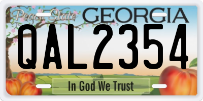 GA license plate QAL2354