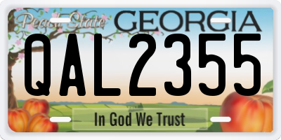 GA license plate QAL2355