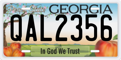 GA license plate QAL2356