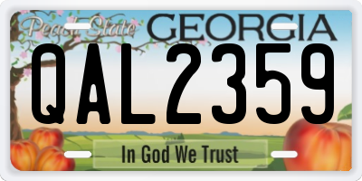 GA license plate QAL2359