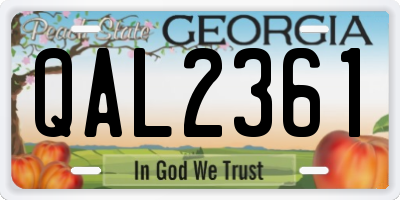 GA license plate QAL2361