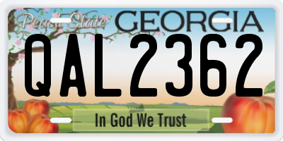 GA license plate QAL2362