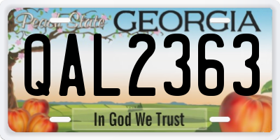 GA license plate QAL2363