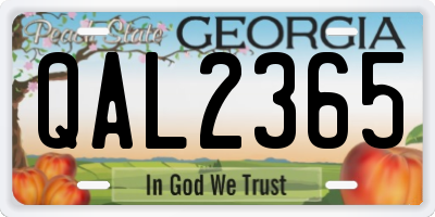 GA license plate QAL2365