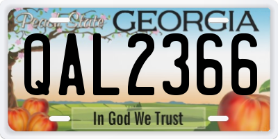 GA license plate QAL2366