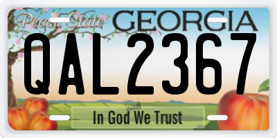 GA license plate QAL2367