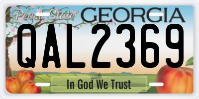 GA license plate QAL2369