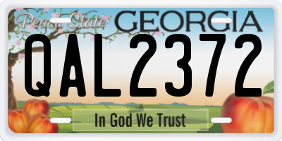 GA license plate QAL2372