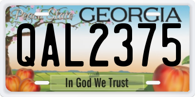 GA license plate QAL2375