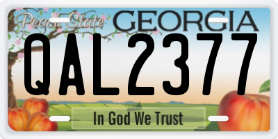 GA license plate QAL2377