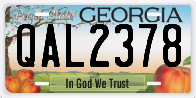 GA license plate QAL2378