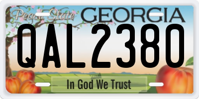 GA license plate QAL2380