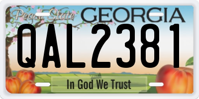 GA license plate QAL2381