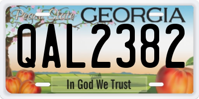 GA license plate QAL2382