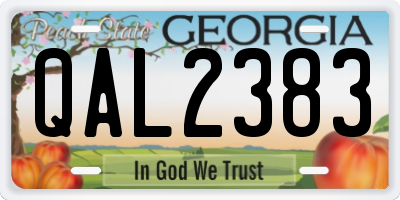 GA license plate QAL2383