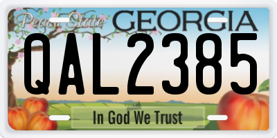 GA license plate QAL2385