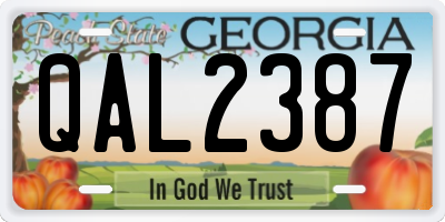 GA license plate QAL2387