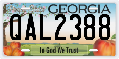 GA license plate QAL2388