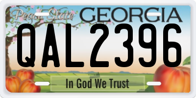 GA license plate QAL2396