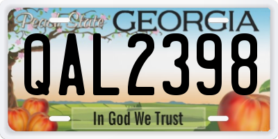 GA license plate QAL2398