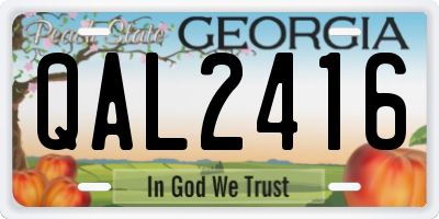 GA license plate QAL2416