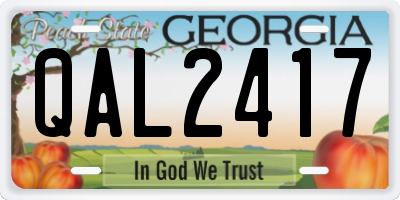 GA license plate QAL2417