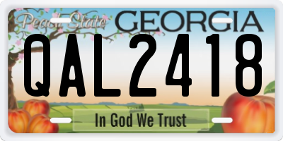 GA license plate QAL2418