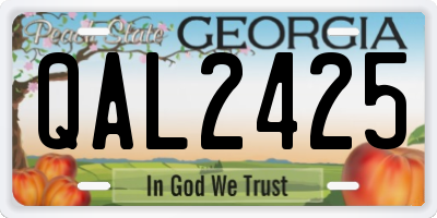 GA license plate QAL2425