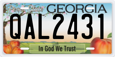 GA license plate QAL2431