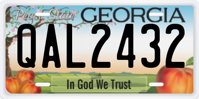 GA license plate QAL2432