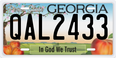 GA license plate QAL2433