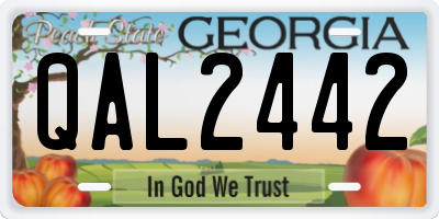 GA license plate QAL2442