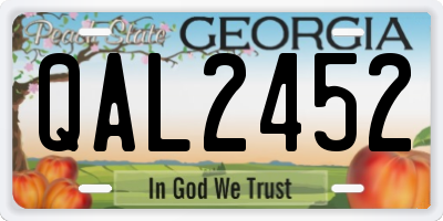 GA license plate QAL2452