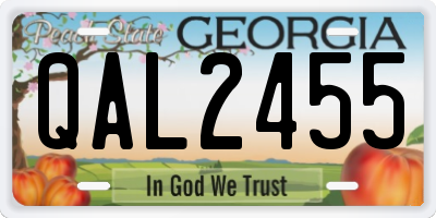 GA license plate QAL2455