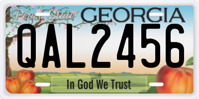 GA license plate QAL2456