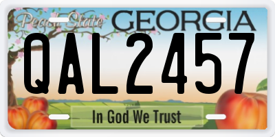 GA license plate QAL2457