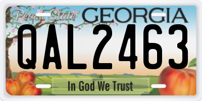 GA license plate QAL2463