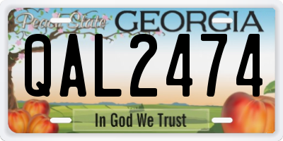 GA license plate QAL2474