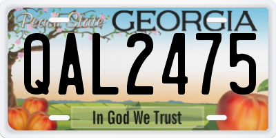 GA license plate QAL2475