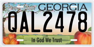 GA license plate QAL2478