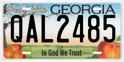 GA license plate QAL2485