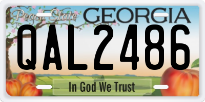 GA license plate QAL2486