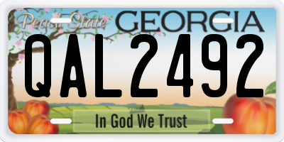 GA license plate QAL2492