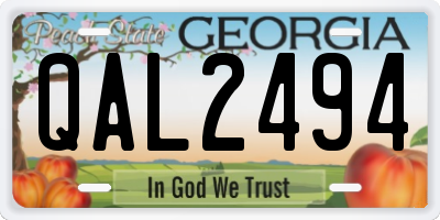 GA license plate QAL2494