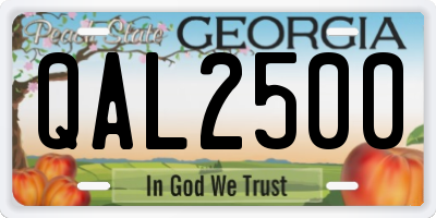 GA license plate QAL2500