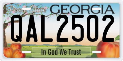 GA license plate QAL2502