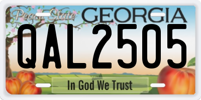 GA license plate QAL2505