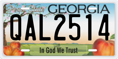 GA license plate QAL2514