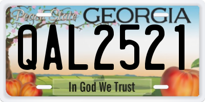 GA license plate QAL2521