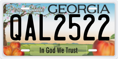 GA license plate QAL2522